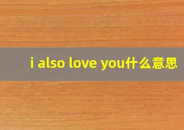 i also love you什么意思